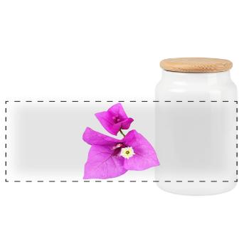 Vibrant_Magenta_Bougainvillea_Flower - Panorama Keksdose mit Holzdeckel - Weiß - Vorne
