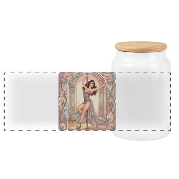 La pole dance en Art nouveau – Art élégant - Boîte à biscuits avec couvercle en bois - blanc - Devant