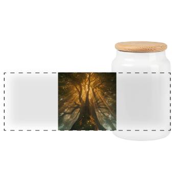 L’Arbre Sacré – L’Arbre Mystique de la Vie - Boîte à biscuits avec couvercle en bois - blanc - Devant