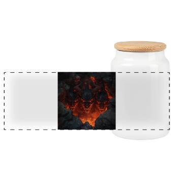 Yeux de l’Abîme – Démons de Lave Infernale - Boîte à biscuits avec couvercle en bois - blanc - Devant