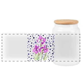 Fleur - Boîte à biscuits avec couvercle en bois - blanc - Devant