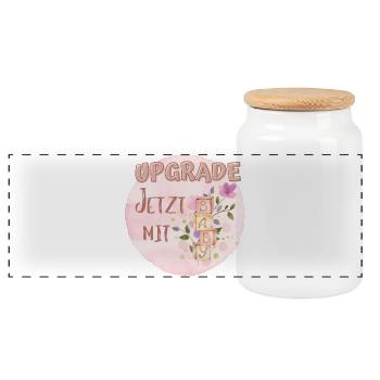 Jetzt mit Baby – Liebevolles Design für Eltern - Panorama Keksdose mit Holzdeckel - Weiß - Vorne
