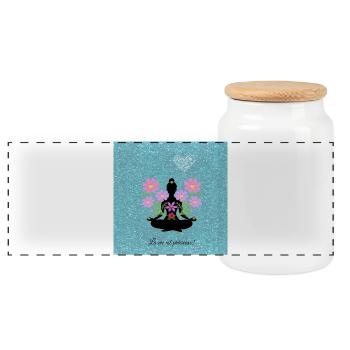 Méditation florale et cœur scintillant - Boîte à biscuits avec couvercle en bois - blanc - Devant
