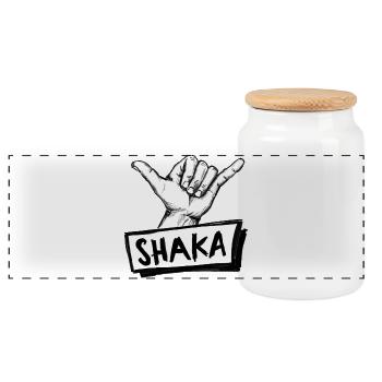 Signe de salutation Shaka Surf sur blanc – Illustration - Boîte à biscuits avec couvercle en bois - blanc - Devant