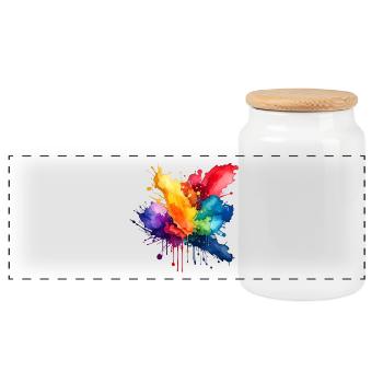 Explosion de peinture - Boîte à biscuits avec couvercle en bois - blanc - Devant