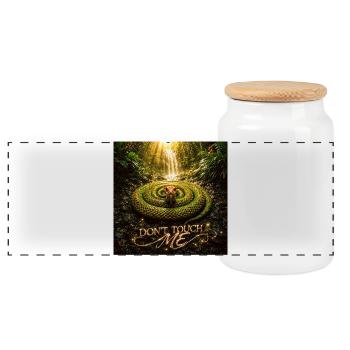 Warning Snake Jungle - Panoramic Cookie Jar with Wooden Lid - white - Front