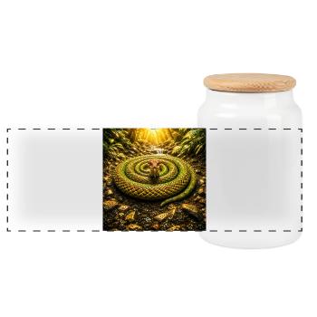 Sun-crowned cobra snake in the jungle - Panoramic Cookie Jar with Wooden Lid - white - Front