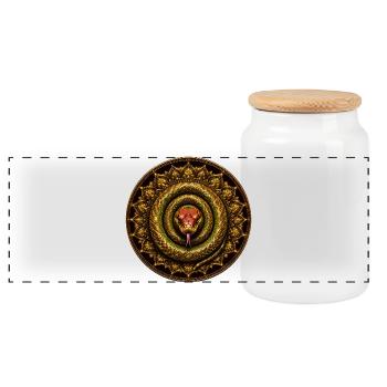 Golden Snake Mandala - Panoramic Cookie Jar with Wooden Lid - white - Front
