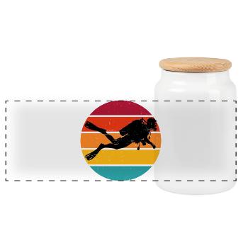 Freediving Gift Idea for Underwater Adventures - Panoramic Cookie Jar with Wooden Lid - white - Front