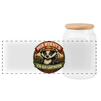Mir reicht's Panda Garten-Spruch - Panorama Keksdose mit Holzdeckel - Weiß - Vorne