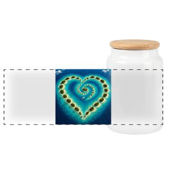 Heart Spiral of Islands Dream Island Atoll - Panoramic Cookie Jar with Wooden Lid - white - Front