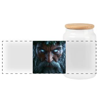 Perun's gaze – the Slavic god of thunder - Panoramic Cookie Jar with Wooden Lid - white - Front