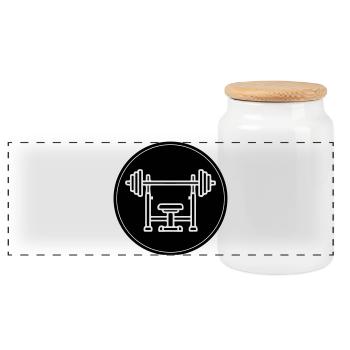 Weight bench bench press - Panoramic Cookie Jar with Wooden Lid - white - Front