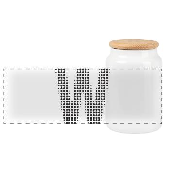 Buchstabe W – Punktmuster Initial Design - Panorama Keksdose mit Holzdeckel - Weiß - Vorne