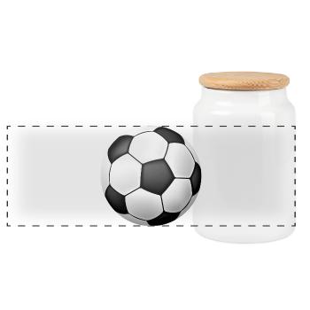 Soccer Ball Classic Monochrome - Panoramic Cookie Jar with Wooden Lid - white - Front