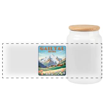 Gailtal Valley - Panoramic Cookie Jar with Wooden Lid - white - Front