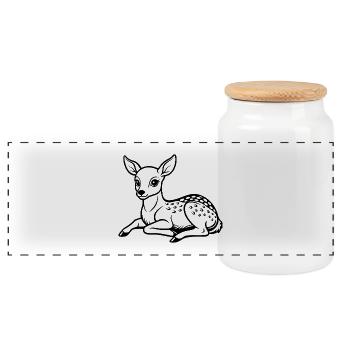 Bébé Cerf - Boîte à biscuits avec couvercle en bois - blanc - Devant