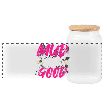 La boue est belle pour la course boueuse Schlammlauf Mud Run - Boîte à biscuits avec couvercle en bois - blanc - Devant