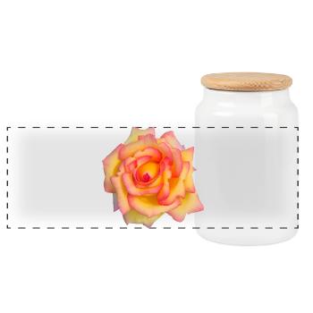 Art de la fleur de rose jaune rose rose enflammée - Boîte à biscuits avec couvercle en bois - blanc - Devant