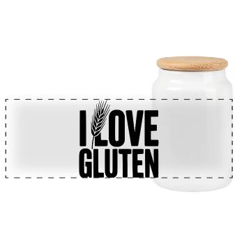 Ich liebe Gluten - Panorama Keksdose mit Holzdeckel - Weiß - Vorne