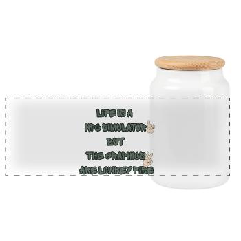 NPC Simulator - Panoramic Cookie Jar with Wooden Lid - white - Front