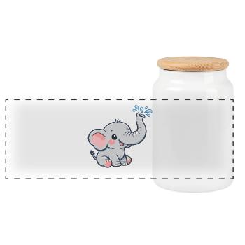 Éclaboussure d’eau d’éléphant joyeux - Boîte à biscuits avec couvercle en bois - blanc - Devant