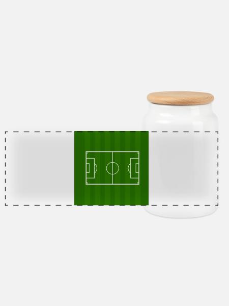 Fussballfeld Minimal Linienkunst - Panorama Keksdose mit Holzdeckel - Weiß