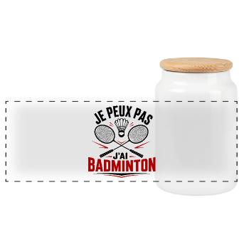 Je peux pas j’ai badminton - Boîte à biscuits avec couvercle en bois - blanc - Devant