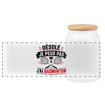 Désolé je peux pas j’ai badminton - Boîte à biscuits avec couvercle en bois - blanc - Devant