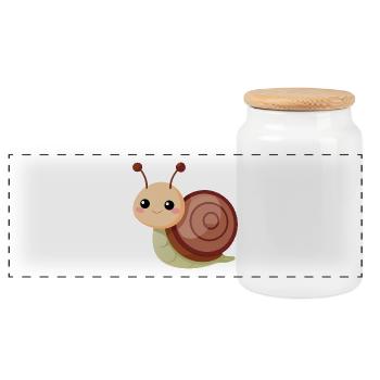 Baby snail - Panoramic Cookie Jar with Wooden Lid - white - Front
