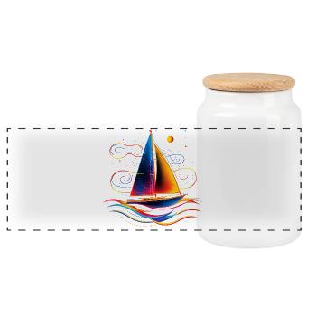 Sailing Portrait - Panoramic Cookie Jar with Wooden Lid - white - Front