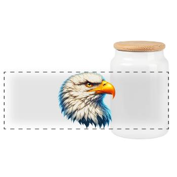 eagle - Panoramic Cookie Jar with Wooden Lid - white - Front