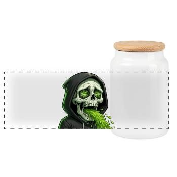Grüner Schleimskull - Panorama Keksdose mit Holzdeckel - Weiß - Vorne