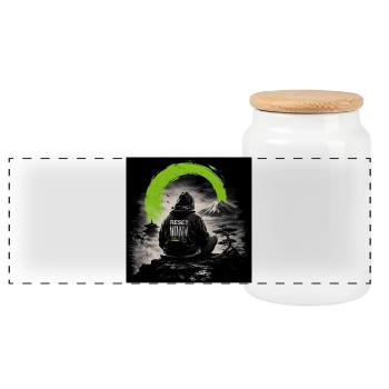REDÉMARRER. – Soyez la mise à jour | Cyberpunk Zen Design - Boîte à biscuits avec couvercle en bois - blanc - Devant