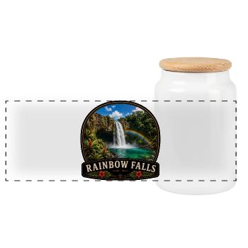 Hawaii Rainbow Falls Urlaub USA Karibik - Panorama Keksdose mit Holzdeckel - Weiß - Vorne