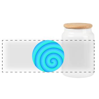 Blau-Grüne Spirale - Panorama Keksdose mit Holzdeckel - Weiß - Vorne