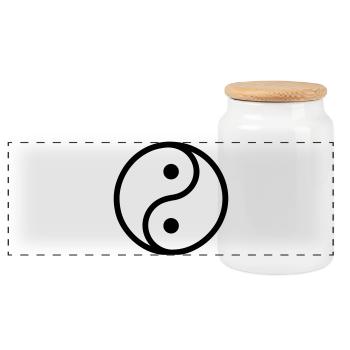 ying yang - Boîte à biscuits avec couvercle en bois - blanc - Devant