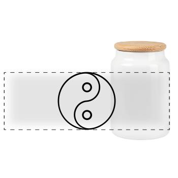 ying yang - Boîte à biscuits avec couvercle en bois - blanc - Devant