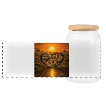 Oase mit wild Afrika Wildlife Harmonie und Liebe - Boîte à biscuits avec couvercle en bois - blanc - Devant