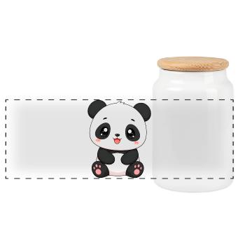 panda mignon - Boîte à biscuits avec couvercle en bois - blanc - Devant