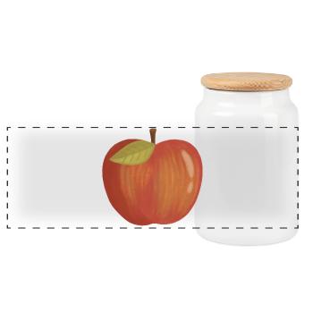 Hand-Painted Apple Gradient - Panoramic Cookie Jar with Wooden Lid - white - Front