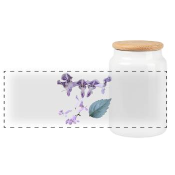 Botanical_lavender_flower_floral_artwork - Panoramic Cookie Jar with Wooden Lid - white - Front