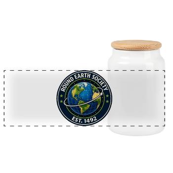 Round Earth Society Globe Tee - Panoramic Cookie Jar with Wooden Lid - white - Front