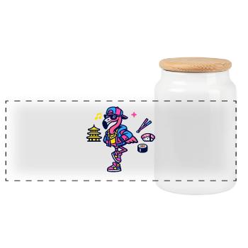 Flamingo Streetwear néon - Boîte à biscuits avec couvercle en bois - blanc - Devant