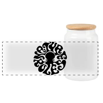 La nature de la pieuvre est là ! Faute de frappe de la classe des années soixante - Boîte à biscuits avec couvercle en bois - blanc - Devant