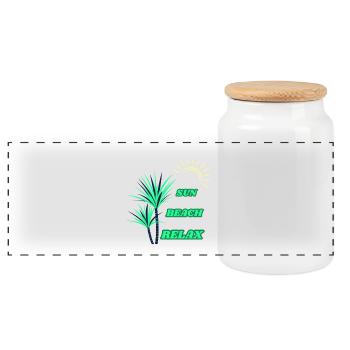 PLAGE DU SOLEIL, DÉTENDS-TOI - Boîte à biscuits avec couvercle en bois - blanc - Devant