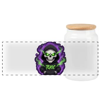 Skeleton Toxic - Panoramic Cookie Jar with Wooden Lid - white - Front