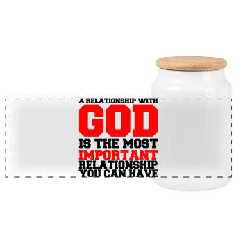 a_relationship_with_god2 - Boîte à biscuits avec couvercle en bois - blanc - Devant
