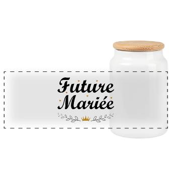 Future mariée - Boîte à biscuits avec couvercle en bois - blanc - Devant