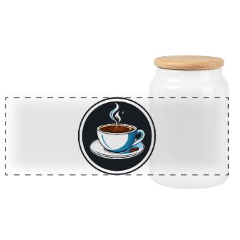 Coffee Magic Mug Illustration - Panoramic Cookie Jar with Wooden Lid - white - Front
